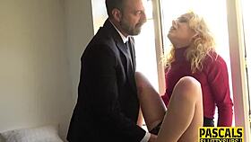 petite blonde 18+ sub gags on rough face fuck domination