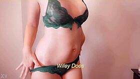 Wife models lingerie in homemade show