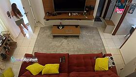 naughty milf greets delivery guy with sloppy suck to creamy finish