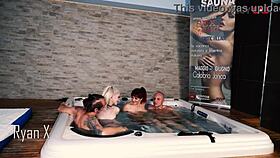 First swinger orgy: pool dancing to facials?