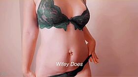 Wife models lingerie in homemade show
