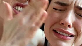 blonde lezdom dom uses brunette slave's mouth hard