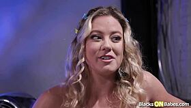 black stud rams his huge cock deep in blonde girlfriend's ass