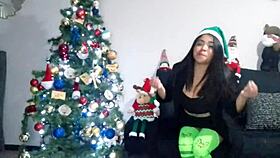 bold grinch babe flashes huge tits and big ass for exhibitionist fun