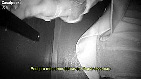 Girlfriend offers wet pussy at glory hole then begs hot stud to fuck her in cabin