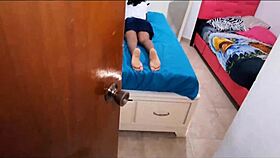 guy hunts tight latina pussy in uniform before study time