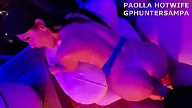 Paolla hotwife screams riding masked stud's huge cock doggystyle