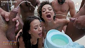 whoa five guys destroy cute pregnant elisa santos and larinha in hardcore orgy