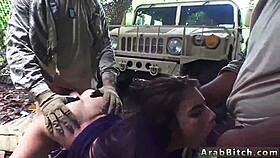 Arab soldier fucks chinese schoolgirl and asian teen hardcore army style home away!