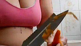 calling neighbor for lunch in tight shorts splitting my swollen pussy