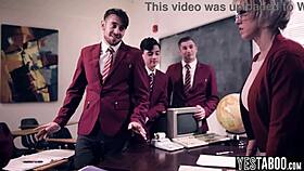 Horny classroom students gangbang their huge tits bbw mature teacher bending her over for rough doggystyle pounding