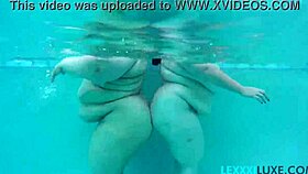 busty bbw lexxxi luxe plays underwater pool games with friend