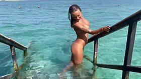 sexy monika fox strips naked poolside in hot country paradise