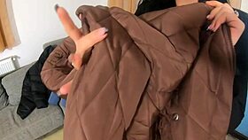 milfycalla's pee shower, farts, and cum drench her new jacket