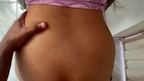 Horny latina milf bent over for big cock doggystyle facial quickie?
