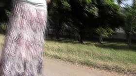 wanna see this hairy mature chub flash her fat pussy through see-through dress outdoors?