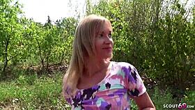 German teen scout picks up park cutie for cash deepthroat and outdoor facial