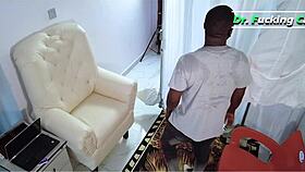 ebony teen sucks doctor's huge cock hard in hospital room