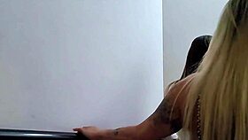 my naughty friend sucked me in the hotel sauna then we had a wild threesome with the watching client in sheer lingerie