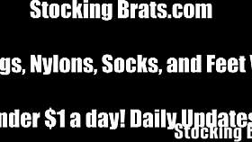 Sexiest stockings on our feet craving your footjob worship now