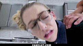 How dare you fool around teen now bend over for stepdaddys hard punishment doggystyle fuck?