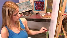 Blonde Artist Fucks Naked Model's Hairy Cunt on Desk Doggystyle