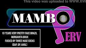 Damn! Pretty 19yo Brazilian Morganita Brux anal dp 3 huge cocks!