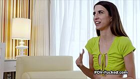 tall brunette bends over for hardcore cock pounding