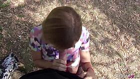 German teen scout picks up park cutie for cash deepthroat and outdoor facial