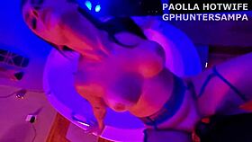 Paolla hotwife screams riding masked stud's huge cock doggystyle