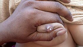 hot bhabhi's huge tits pressed milking cream in mouth