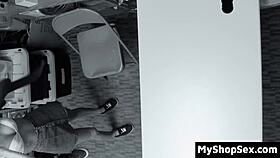 Officer uses deep search on tight teen pussy at shop