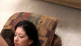 cock-hungry maria lopez sucks boobs out with sloppy blowjob