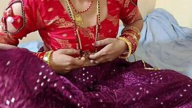 hot babe in lehenga on bed pulls out juicy tits 😍 licking starts