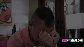 teen shows off her porn vids to older guy then rides