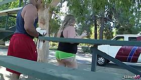 Chubby BBW begs black coach for rough BBC interracial pounding saggy tits bounce