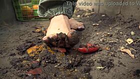 oh damn, squashing juicy tomatoes barefoot in dirty ranch soil!