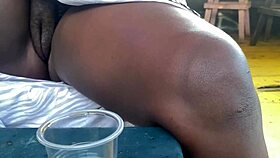 Slutty African Whore Flashes Bar Wildly!