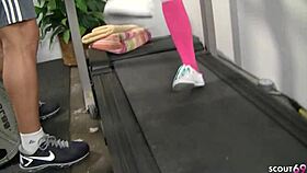 hey flexible slim babe seduces big dick gym fuck alone