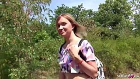 German teen scout picks up park cutie for cash deepthroat and outdoor facial
