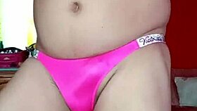 femboy sways seductively in sheer panties and lingerie