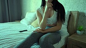 futa mommy caught with huge cock, cum countdown on yoga pants