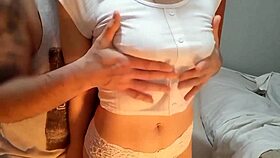horny petite latina teen begs papi to grope her tight body then fuck hard