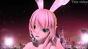 hatsune miku rin luka nude bunny mod shows off huge tits pussy