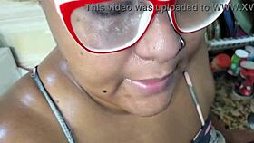 whoa babe takes massive facials right in her kitchen at home