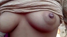 hot bhabhi's huge tits pressed milking cream in mouth