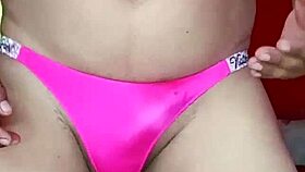 femboy sways seductively in sheer panties and lingerie