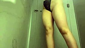 bbw fat ass squirts wildly from extreme dildo fucking in locker room