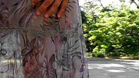 wanna see this hairy mature chub flash her fat pussy through see-through dress outdoors?