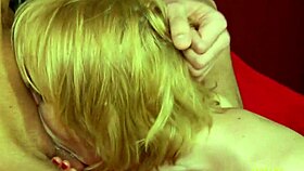 blonde milf rims dude hard as he jerks cock wildly